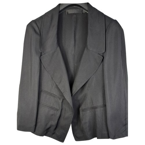 Pre-owned Donna Karan Silk Blazer In Black