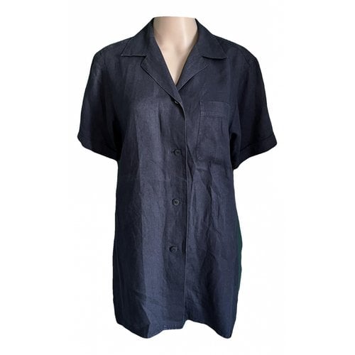 Pre-owned Max Mara Linen Blouse In Navy
