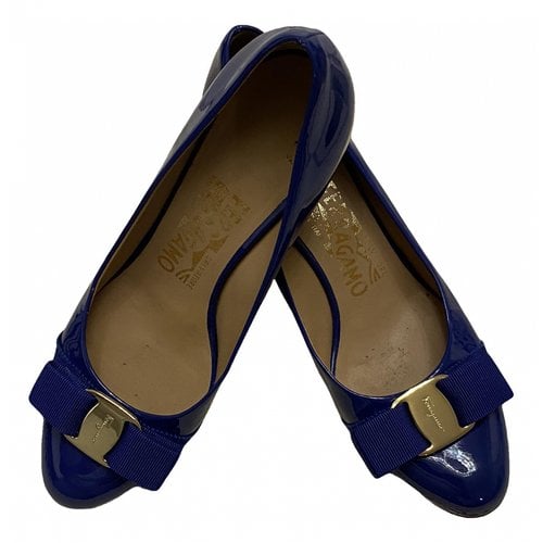 Pre-owned Ferragamo Leather Flats In Blue