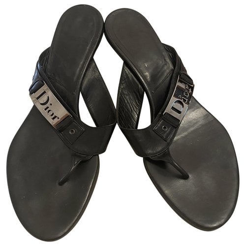 Pre-owned Dior Leather Sandal In Black
