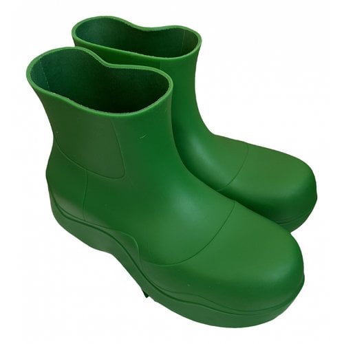 Pre-owned Bottega Veneta Puddle Boots In Green