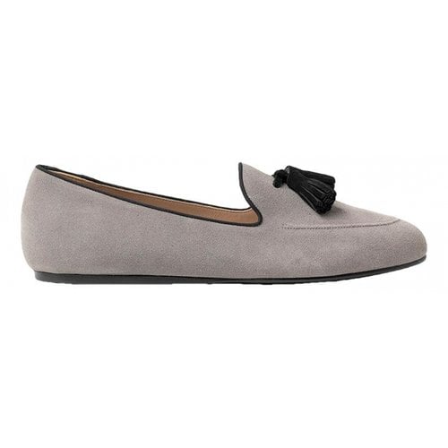 Pre-owned Charles Philip Leather Flats In Grey