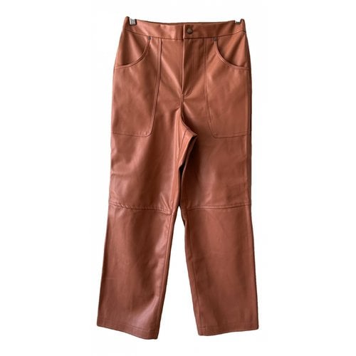 Pre-owned Blanknyc Vegan Leather Straight Pants In Brown
