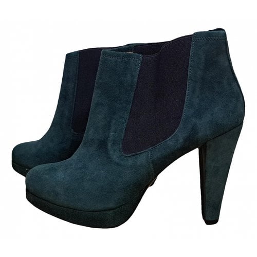 Pre-owned Ganni Ankle Boots In Green