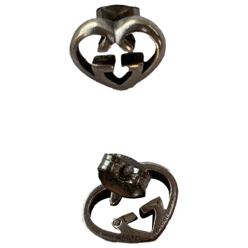 Pre-owned Gucci Gg Running Silver Earrings