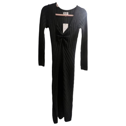 Pre-owned Musier Wool Mid-length Dress In Black