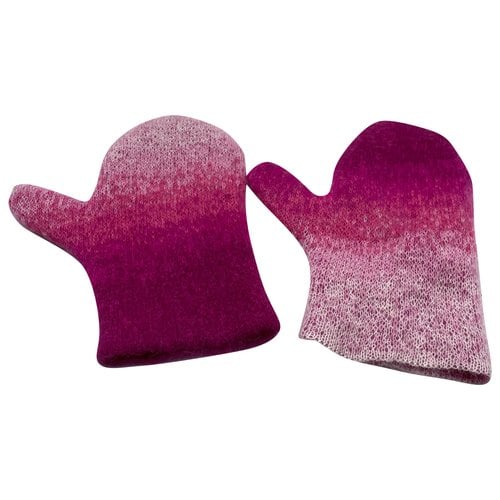 Pre-owned Erl Wool Mittens In Pink