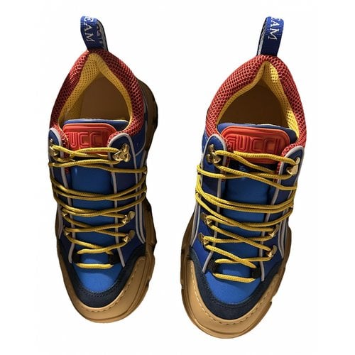 Pre-owned Gucci Flashtrek Leather Trainers In Blue