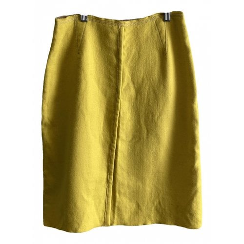 Pre-owned Prada Wool Mini Skirt In Yellow