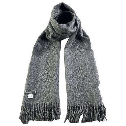 Pre-owned Dior Wool Scarf & Pocket Square In Grey