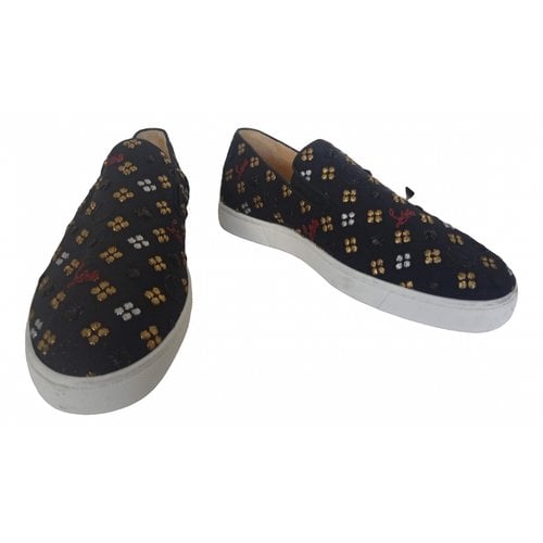 Pre-owned Christian Louboutin Roller Boat Cloth Low Trainers In Black