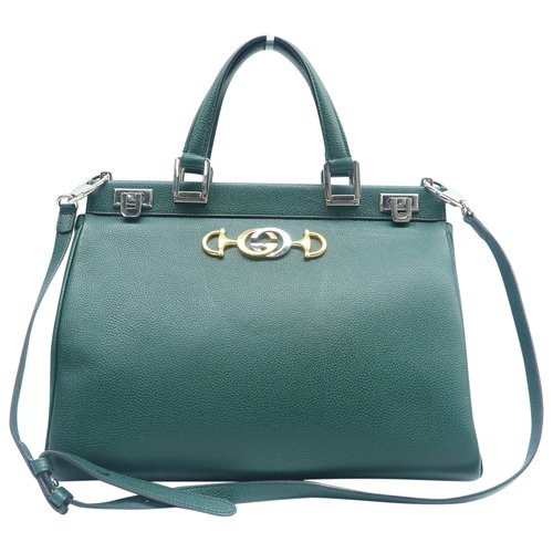 Pre-owned Gucci Zumi Leather Satchel In Green