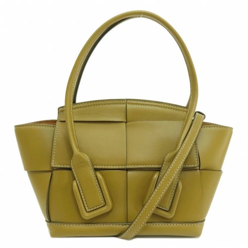 Pre-owned Bottega Veneta Arco Leather Handbag In Khaki
