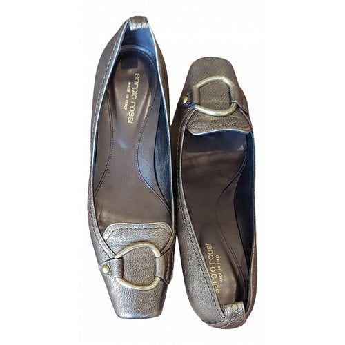 Pre-owned Sergio Rossi Leather Ballet Flats In Metallic