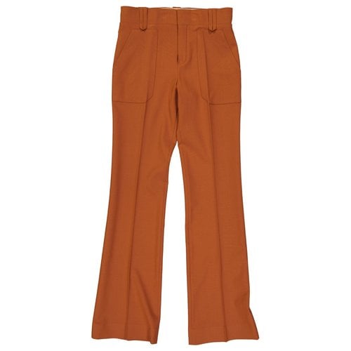 Pre-owned Chloé Wool Large Pants In Orange