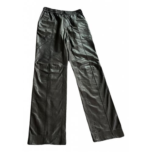 Pre-owned Rag & Bone Leather Straight Pants In Black