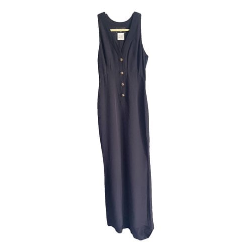 Pre-owned Chanel Silk Maxi Dress In Navy