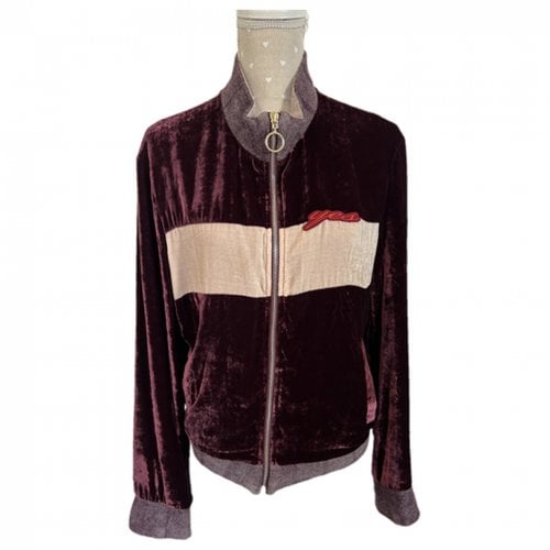 Pre-owned Pinko Velvet Jacket In Burgundy