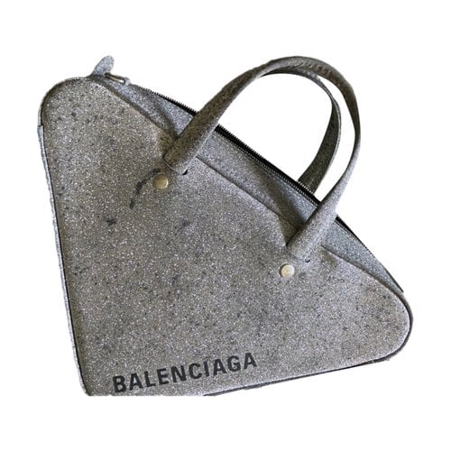 Pre-owned Balenciaga Triangle Glitter Handbag In Silver