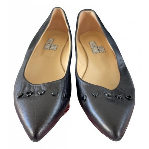 Pre-owned Moschino Love Leather Ballet Flats In Black