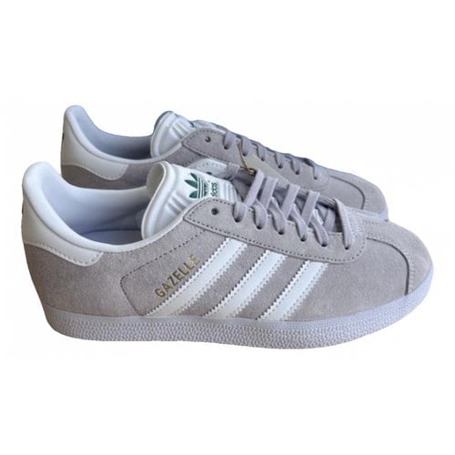 Pre-owned Adidas Originals Gazelle Leather Trainers In Beige