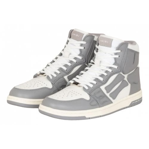 Pre-owned Amiri Leather Trainers In Grey