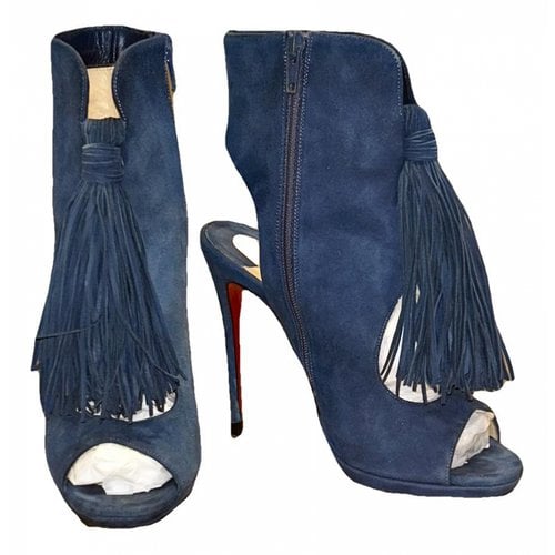 Pre-owned Christian Louboutin Open Toe Boots In Blue