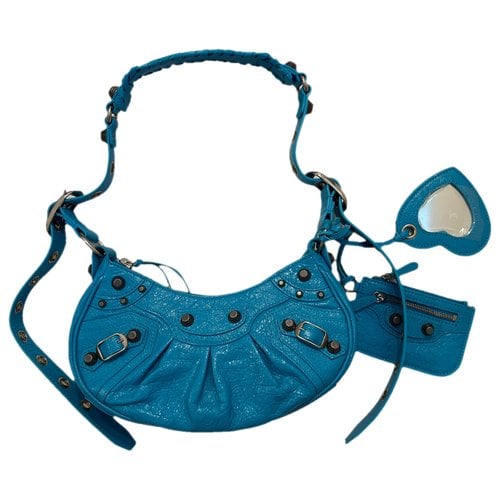 Pre-owned Balenciaga Le Cagole Leather Handbag In Blue