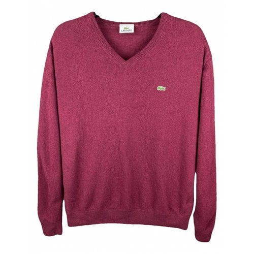 Pre-owned Lacoste Wool Sweatshirt In Burgundy