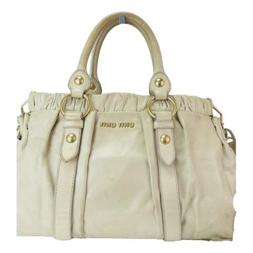 Pre-owned Miu Miu Leather Handbag In Beige