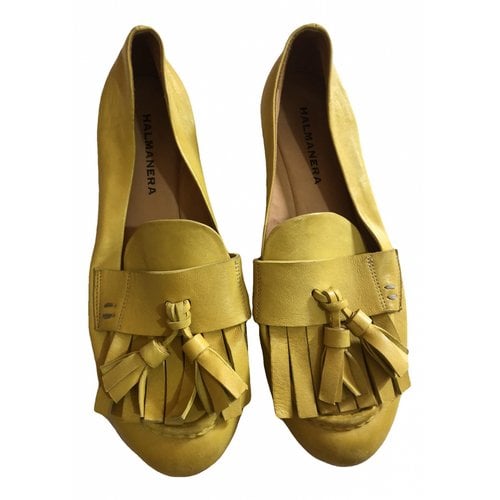 Pre-owned Halmanera Leather Flats In Yellow