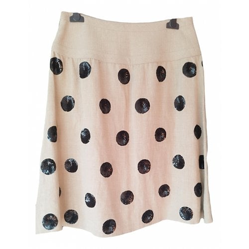 Pre-owned Valentino Linen Mini Skirt In Beige