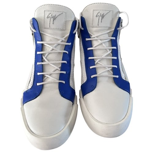 Pre-owned Giuseppe Zanotti Coby Leather High Trainers In Blue