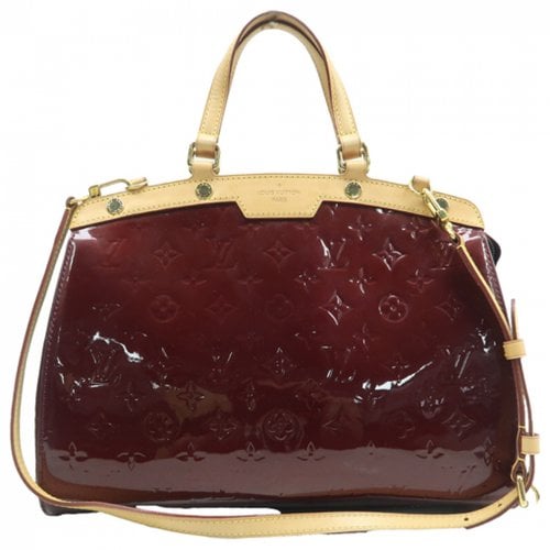 Pre-owned Louis Vuitton Bréa Patent Leather Satchel In Burgundy