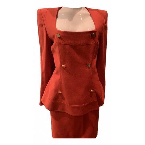 Pre-owned Claude Montana Wool Mini Dress In Red