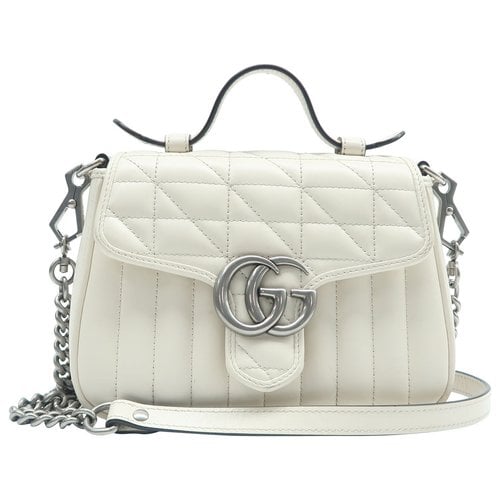 Pre-owned Gucci Marmont Leather Satchel In White