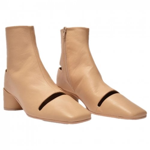 Pre-owned Maison Margiela Leather Ankle Boots In Pink