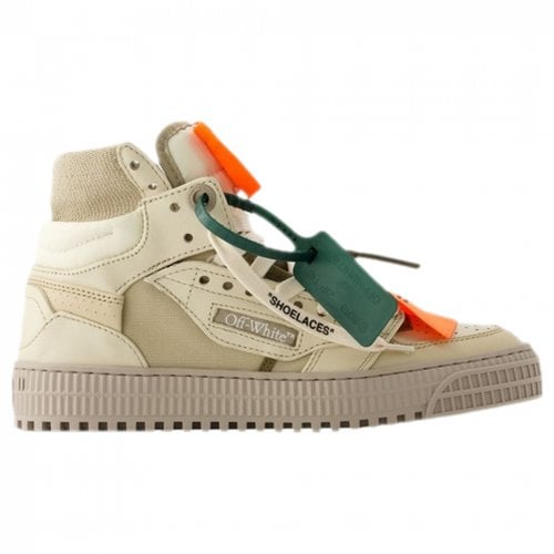 Pre-owned Off-white Leather Trainers In Beige