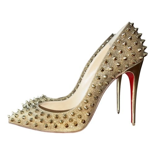 Pre-owned Christian Louboutin Pigalle Glitter Heels In Gold