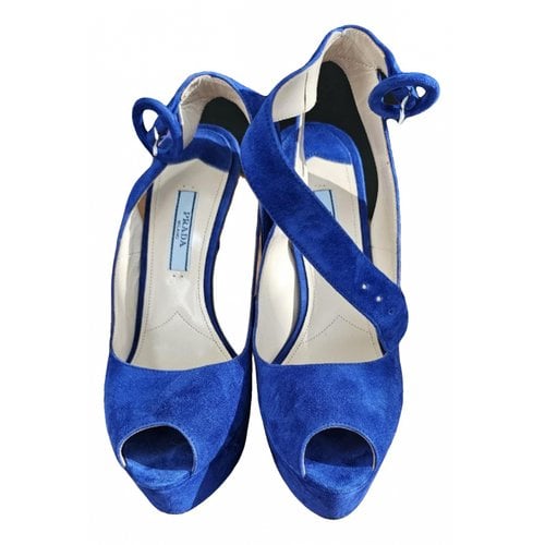 Pre-owned Prada Patent Leather Sandal In Blue