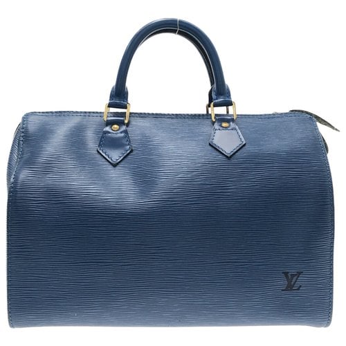 Pre-owned Louis Vuitton Speedy Leather Handbag In Blue