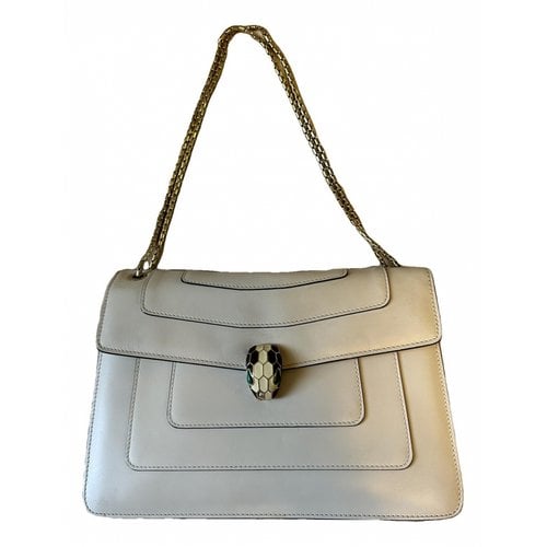 Pre-owned Bvlgari Serpenti Leather Handbag In White