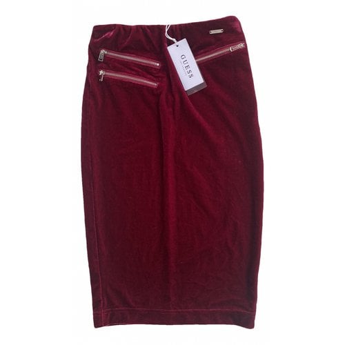 Pre-owned Guess Velvet Mid-length Skirt In Burgundy