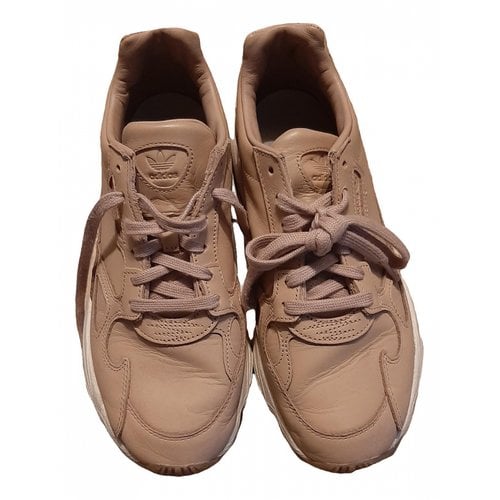 Pre-owned Adidas Originals Falcon Leather Trainers In Beige