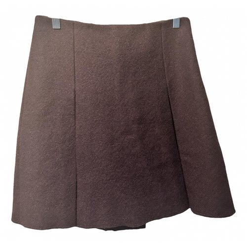 Pre-owned Miu Miu Wool Mini Skirt In Burgundy