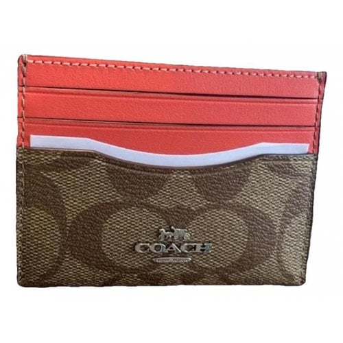 Pre-owned Coach Leather Card Wallet In Orange