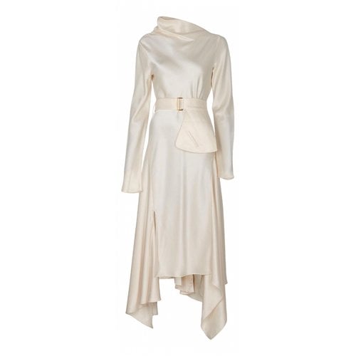 Pre-owned Jw Anderson Silk Mid-length Dress In White