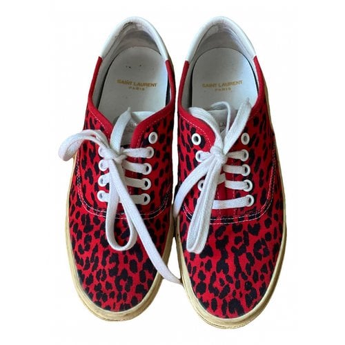 Pre-owned Saint Laurent Cloth Low Trainers In Red