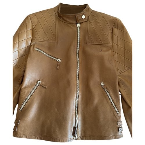 Pre-owned Gucci Leather Short Vest In Camel