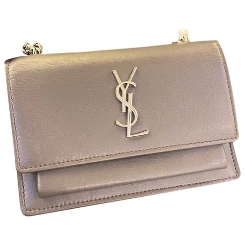 Pre-owned Saint Laurent Sunset Leather Crossbody Bag In Grey